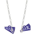 thumbnail image 1 of Acrylic 1.25" Navy Cheer Megaphone Silvertone Face Mask Necklace, 1 of 2