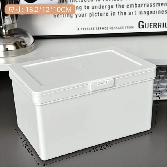 White Storage Box Stackable Sundries Storage Organizer With Cover Dustproof Stationery Storage Case Home Organization Holder