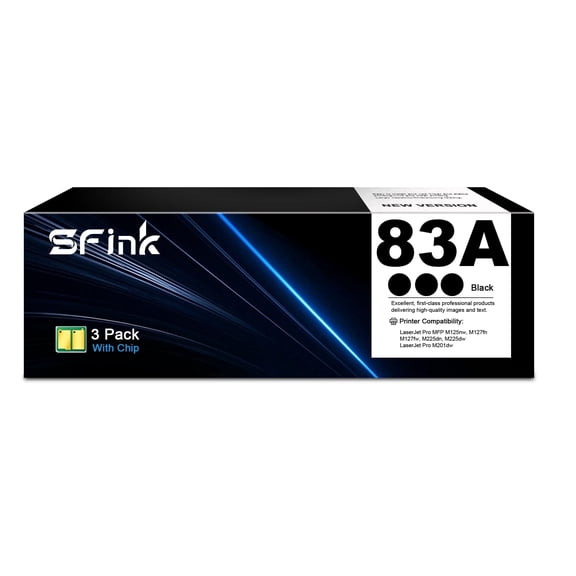 83A ( 3-Pack Black) Toner Cartridge High Yield Compatible for HP83A CF283A Toner Cartridges for LaserJet Pro M201dw MFP M125nw M127fn M127fw M225dn M225dw Series Printer