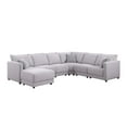 thumbnail image 6 of Penelope Light Gray Linen Fabric Reversible 7PC Modular Sectional Sofa with Ottoman and Pillows, 6 of 7