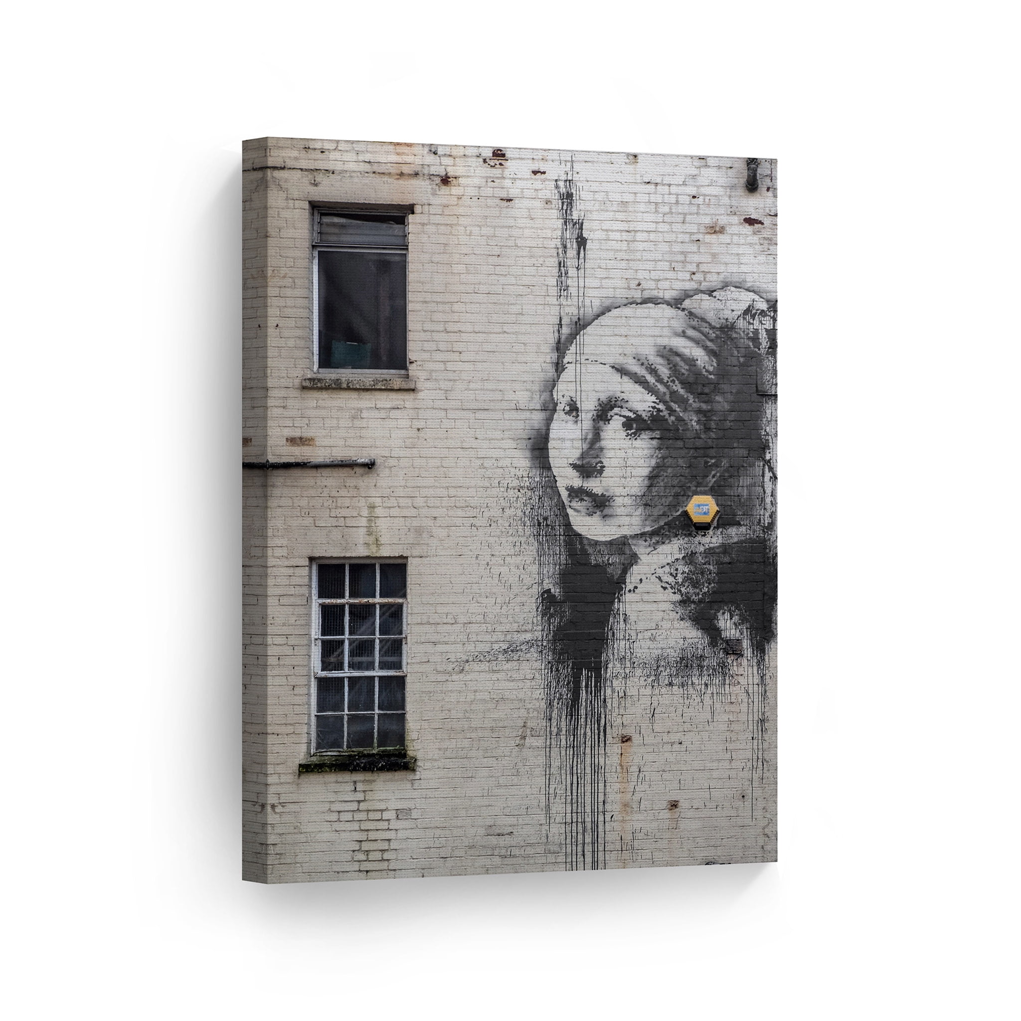 Smile Art Design Banksy Canvas Print Girl With Pearl Earring Graffiti