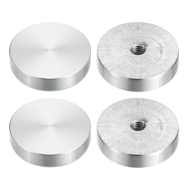 Unique Bargains M6 Fil 30mm Diamètre Forme Ronde Disque d'Aluminium Matériel 4pack Aluminium Cercle Disque Verre Haut Adaptateur pour Table en Verre