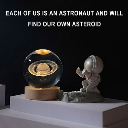 

EJWQWQE Luminous Planetary Galaxy Astronaut Crystal Ball With Astronaut Hand Push Night Light USB Power Supply To Keep Warm/rgb Bedside Light Children’s Gift