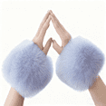 thumbnail image 2 of Women's Gloves Mittens Women'S Winter Imitation Hand Cuff Sleeves With Thickened Like Plush Warm Windproof Wrist Protectors,Blue Women's Accesso, 2 of 3