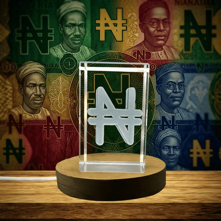 Naira 3D Crystal Trophy Award - Personalized Keepsake with Free LED Base Light for Recognition
