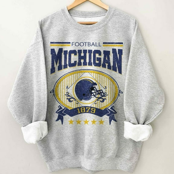 Retro Michigan Football Vintage Sweatshirt, Football Shirt, Game Day Tide Tee Gift For Fan Unisex