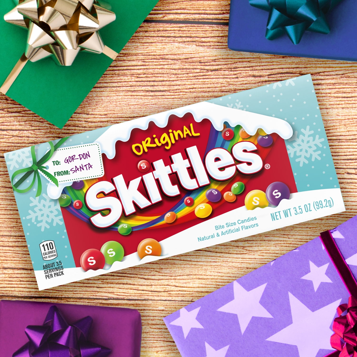 (12 pack) Skittles Original Chewy Christmas Candy Holiday Theater Box - 3.5 oz