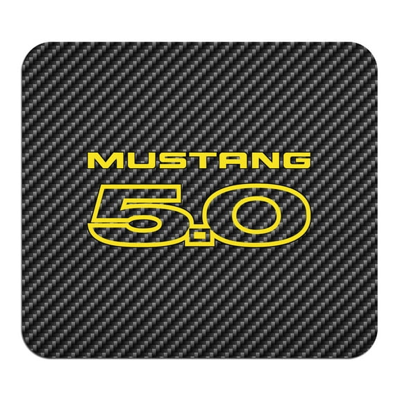 Ford Mustang 5.0 in Yellow Black Carbon Fiber Texture Graphic PC Mouse Pad for Gaming and Office