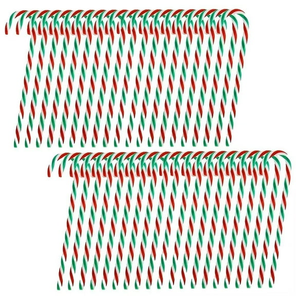 Amamary 54 Pcs Christmas Plastic Candy Cane 5.9 inches(about 15 cm) Christmas Tree Hanging Decoration Twisted Tree Candy Cane Decoration Christmas Holiday Party Favour