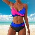 thumbnail image 2 of WUANDIXFA Swimsuit for Women Women's High Waisted Bikini Sets Push Up Twist Front Spaghetti Straps Ruched Two Piece Swimsuit Bathing Suit Blue,M, 2 of 7