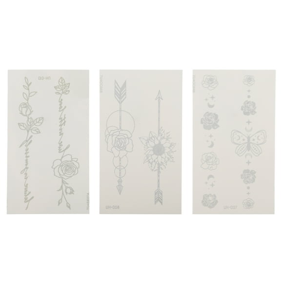 Unique Bargains 3 Pcs Realistic Fake Tattoos Butterfly Roses PatternTemporary Tatto for Adult Gray