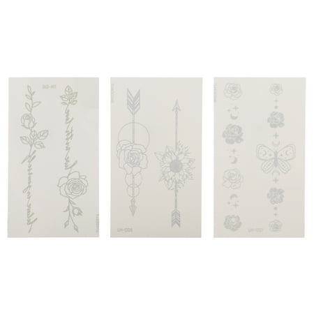 Unique Bargains 3 Pcs Realistic Fake Tattoos Butterfly Roses PatternTemporary Tatto for Adult Gray