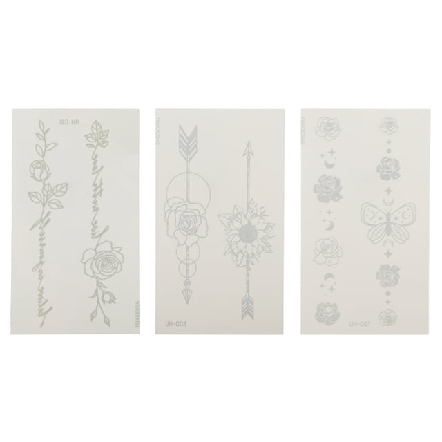 Unique Bargains 3 Pcs Realistic Fake Tattoos Butterfly Roses PatternTemporary Tatto for Adult Gray