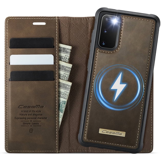Funda Billetera Desmontable Magnética 2 en 1 Magsafe para Samsung Galaxy S20 con Tarjetero para Mujer y Hombre,Cuero PU Retro 【Bloqueo RFID】 Funda con soporte a prueba de golpes
