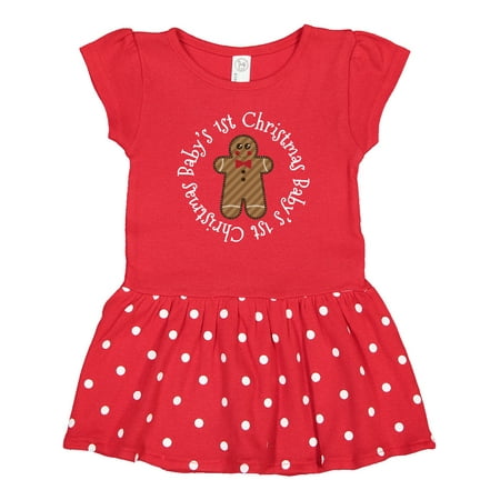 

Inktastic Babys First Christmas Gingerbread Cookie Gift Baby Girl Dress