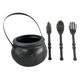 thumbnail image 1 of Cubo de de caldero de Halloween para recuerdos de fiesta de mesa, contenedor de decoración reutilizable pequeño con utensilio, olla de caldero Negro, 1 of 8