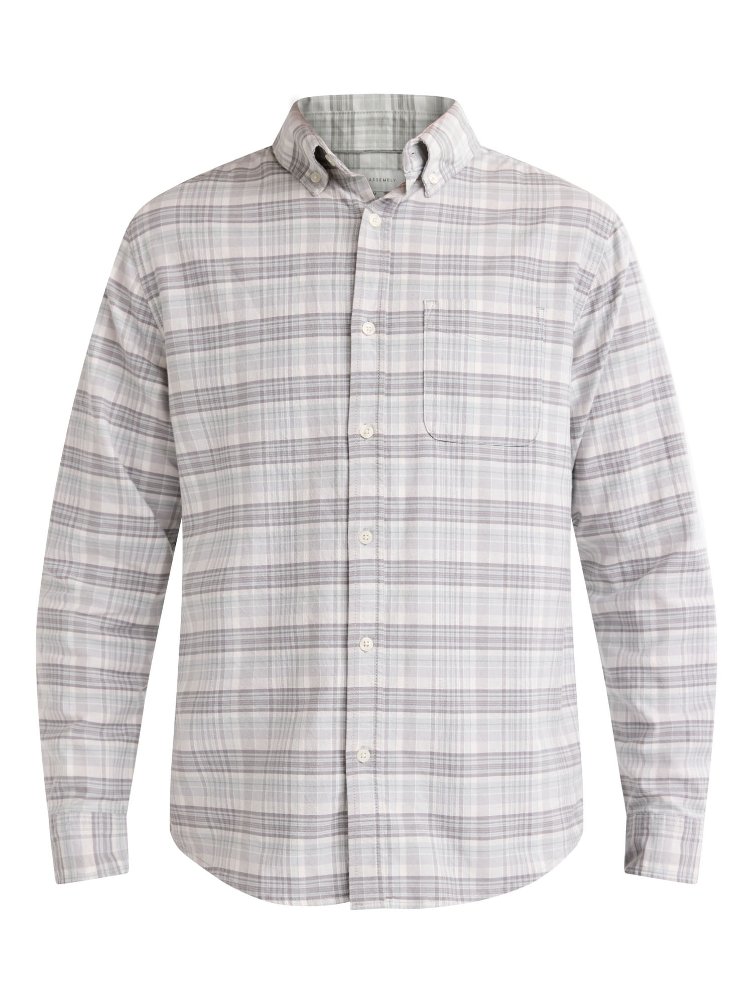 Free Assembly Men's Oxford Woven Shirt With Long Sleeves, Sizes XS-3XL