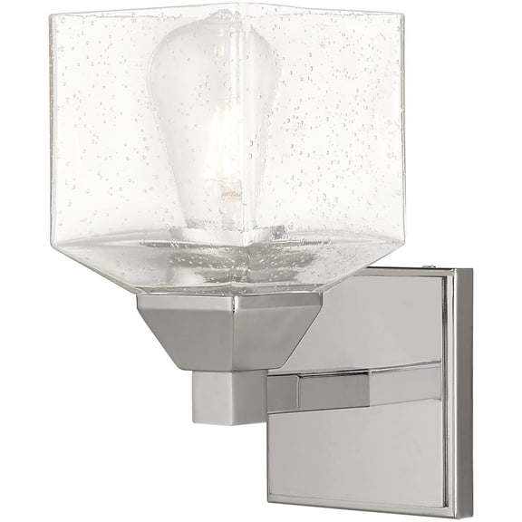 4.75 inch 1 Light Polished Chrome Wall Sconce with Hand Blown Clear Seeded Glass Shade