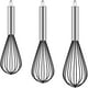 thumbnail image 3 of Batidores de huevos manuales Batidores de crema de acero inoxidable Mango Suministros para hornear de cocina, Negro 3pcs / set Vogacara HA005326-01B, 3 of 7