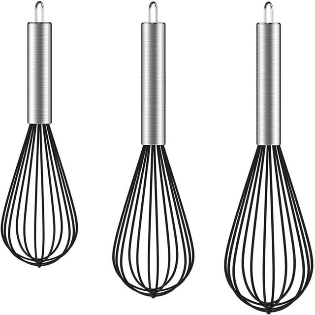 Cateissary Batidor de huevos semiautomático de 3 piezas batidor de huevos de acero inoxidable batidor de mano Manual agitador de huevos giratorio Herramientas y accesorios para hornear Negro Cateissary HA005326-01B