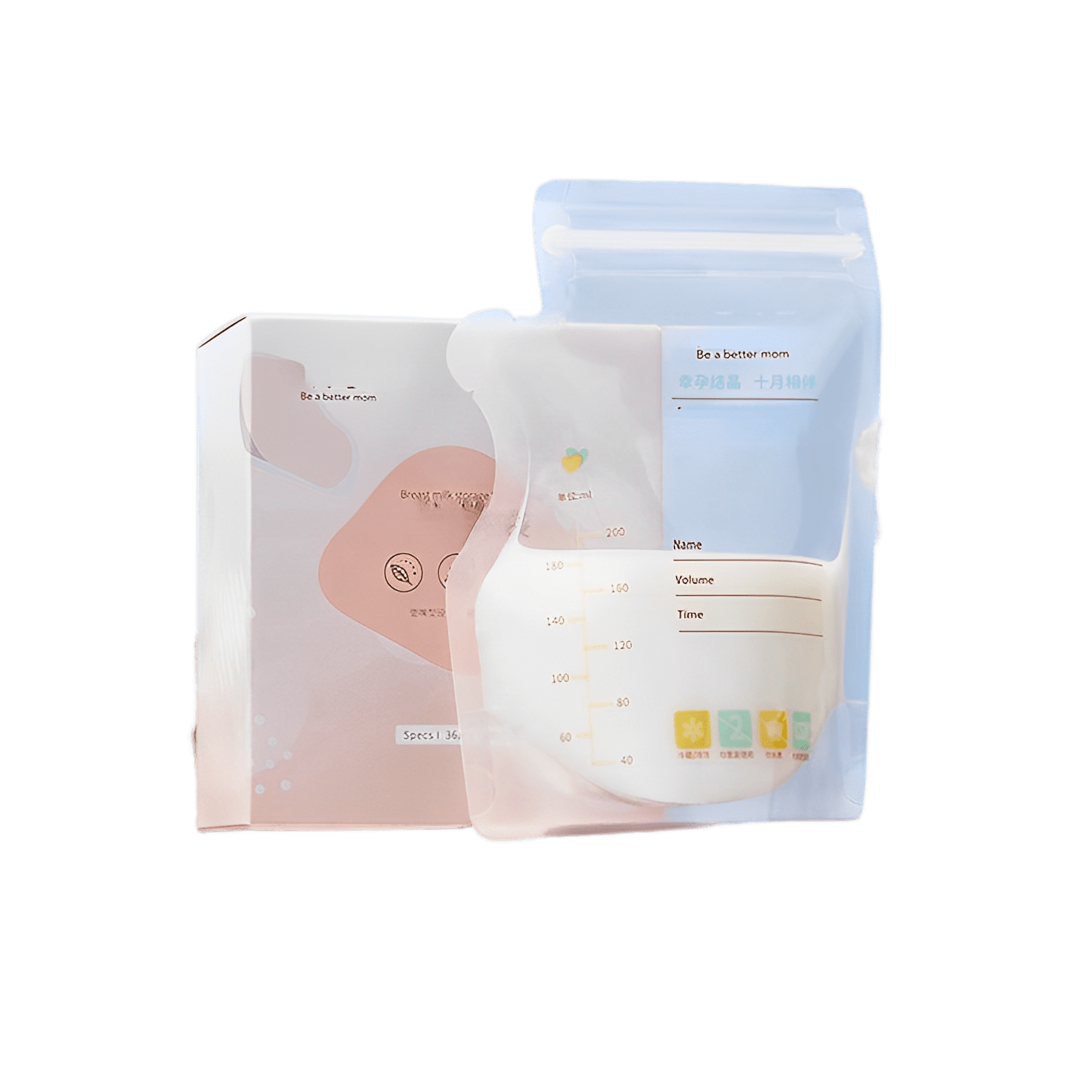 Jug spout model breast milk storage bags, disposable for babies, 200 ml