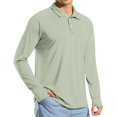 thumbnail image 4 of WTOBBY Men's UPF 50+ Long Sleeve Golf Shirt with Raglan Design, Lightweight Comfort, and Quick Dry Performance for Casual Athletic Wear in Sun ,Light Green XL, 4 of 7