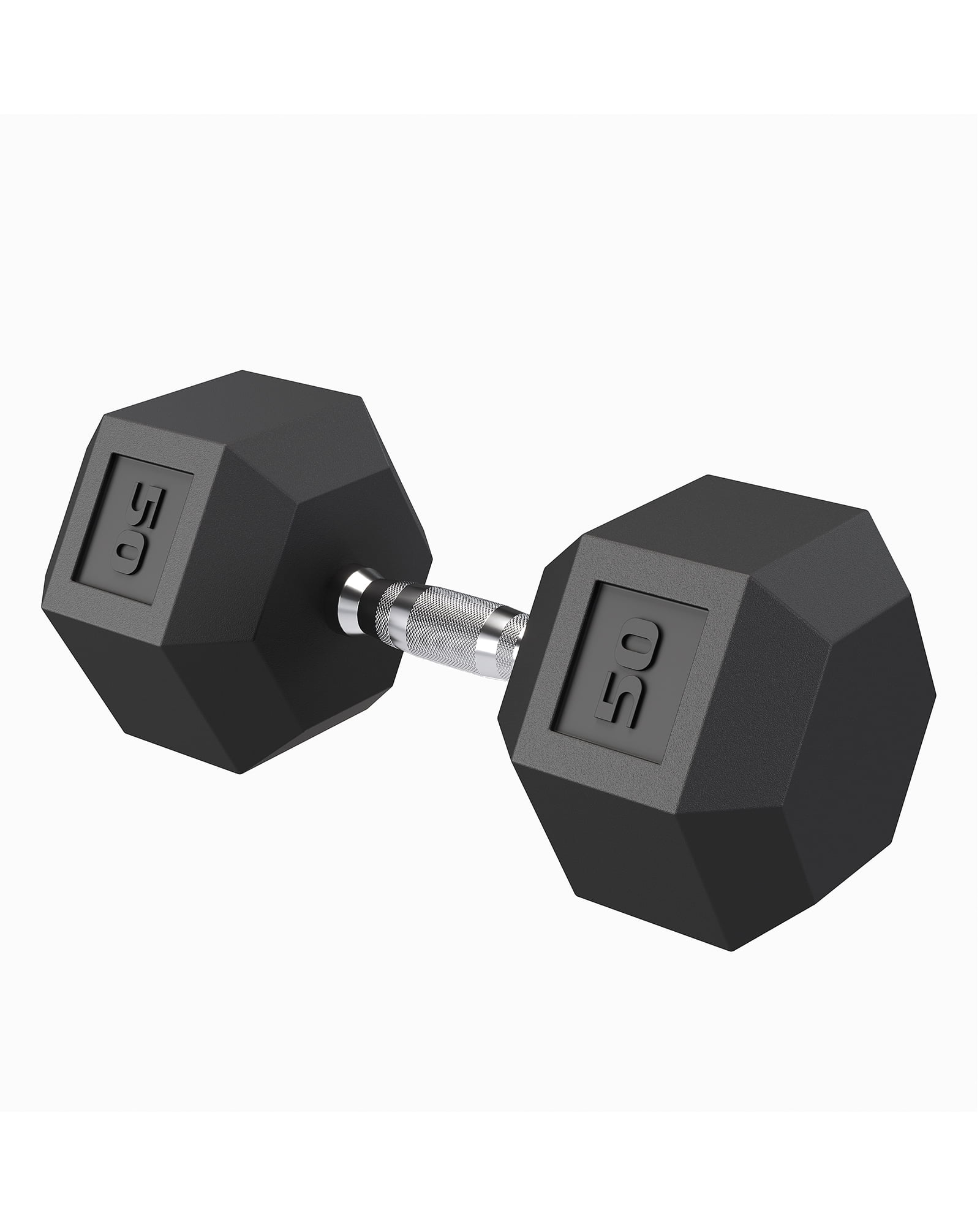 50 LB Hex Dumbbells Set of 2 – Rubber Encased Cast Iron Weights – Textured Carbon Steel Handles – Anti-Roll, Non-Slip Grip – Ideal for Home Gym Strength Training & Fitness Workouts – Color: Black