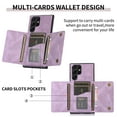 thumbnail image 6 of PU Leather Wallet Case for Samsung Galaxy S24 Ultra, with Credit Card Holder Cash Pocket Kickstand Matte Shockproof Business Vintage Magnetic Buttons Case Cover for Samsung Galaxy S24 Ultra, Purple, 6 of 6