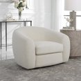 thumbnail image 4 of Uttermost Capra Contemporary Fabric and Wood Art Deco Swivel Chair in White, 4 of 7