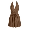 thumbnail image 4 of Iyufng Summer Dresses for Women Waist-Cinched Sleeveless Halter Dress V-Neck Casual Short Dress, 4 of 6