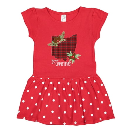 

Inktastic Home for Christmas Ohio in Plaid with Holly Gift Toddler Girl Dress