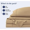 thumbnail image 3 of Top Split King Sheets Sets For Adjustable Bed - Split Down 39" from The top Split Head King Size Fits 25-30" Deep Pocket, 1000-TC Egyptian Cotton (Stripe, Taupe), 3 of 4