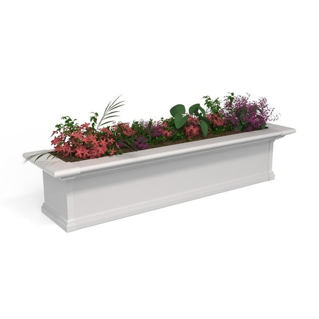 Pemberly Row 4ft Weatherproof Traditional Vinyl Window Box in White