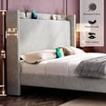 thumbnail image 5 of Merluxy Corduroy Upholstered Platform Bed Frame Storage Headboard with Charging Station,Light Grey,Queen, 5 of 9