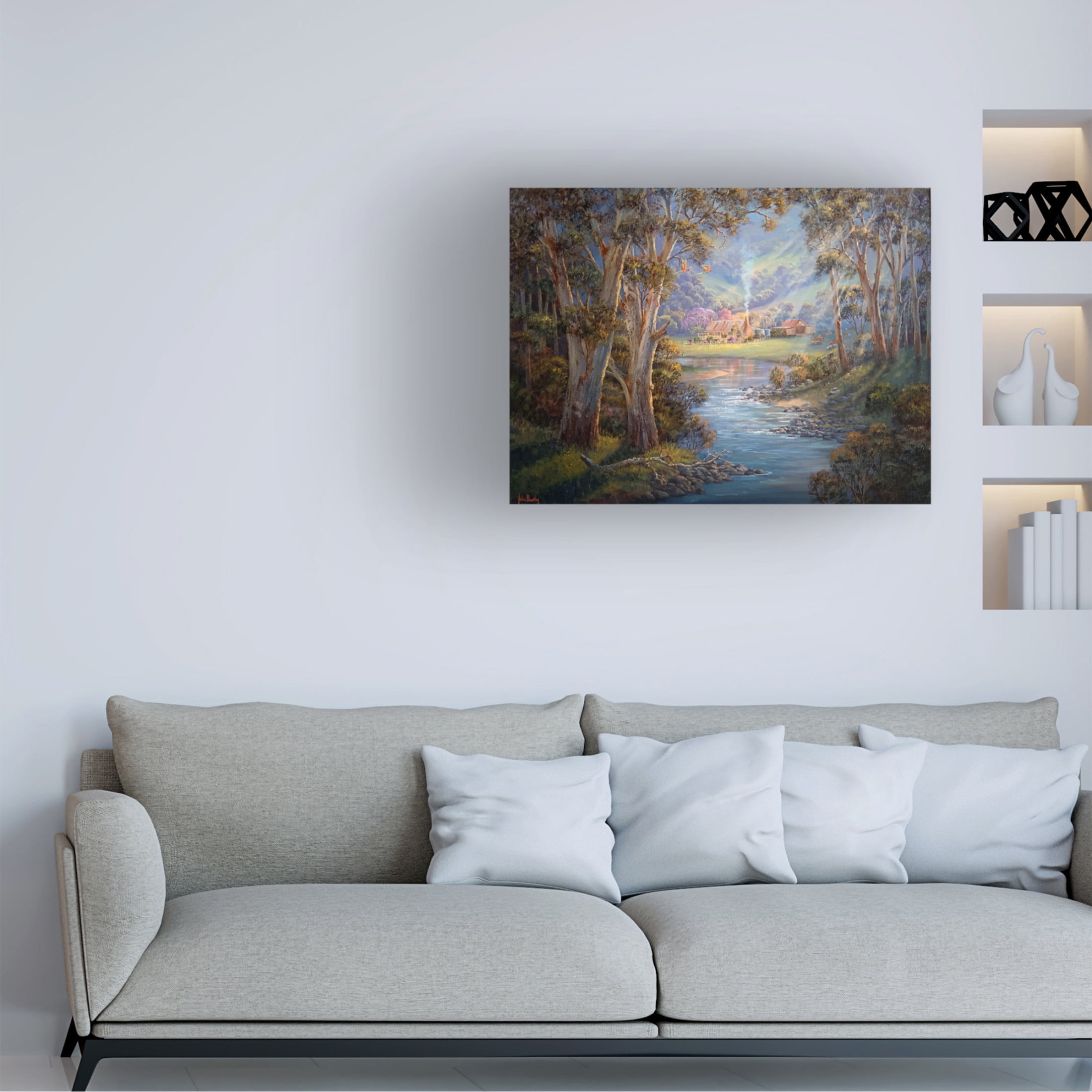 Canvas Wall Art - John Bradley 'Peaking through the Forest' Wall Art for Living Room, Bedroom, or Office Décor by Trademark Fine Art - 32 x 24 Inches
