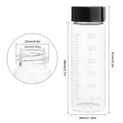 28Pieces Small Glass Vials with Scale Black Screwcap Mini Empty Liquid Sampling Sample Glass Bottles (30ml Clear)