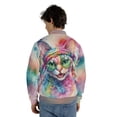 thumbnail image 5 of Hippie Devon Rex Portrait Watercolor Tie-Dye Vintage Styles All Over Print 3D Baseball Jacket Cat Lover Kitten Owner Gifts Bomber Jacket Softball - 00014, 5 of 6