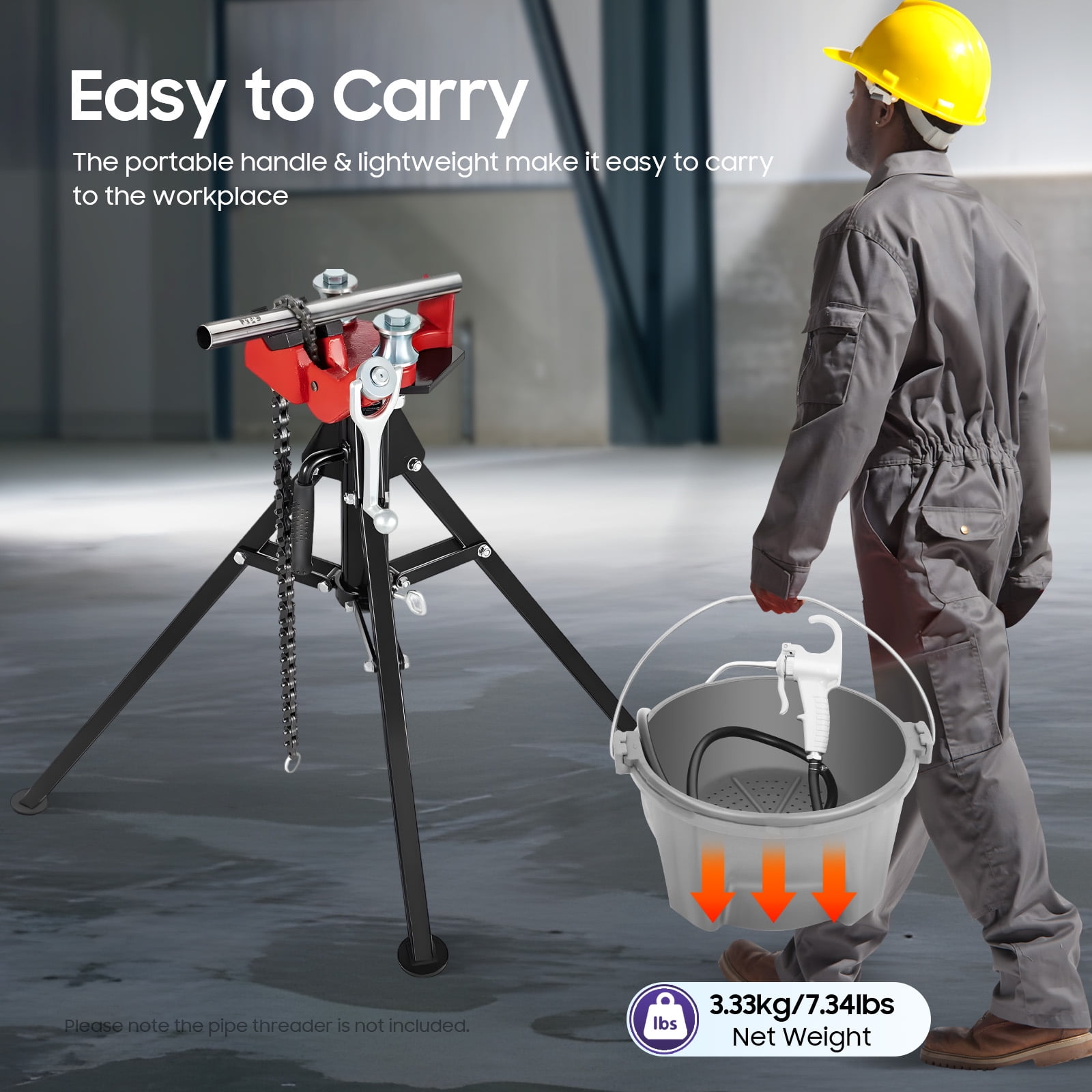 Oiler Bucket & Gun Set with 1Gal Capacity - Durable Plastic Oil Container for Pipe Threaders, 4.59ft Hose, Easy to Carry & Clean