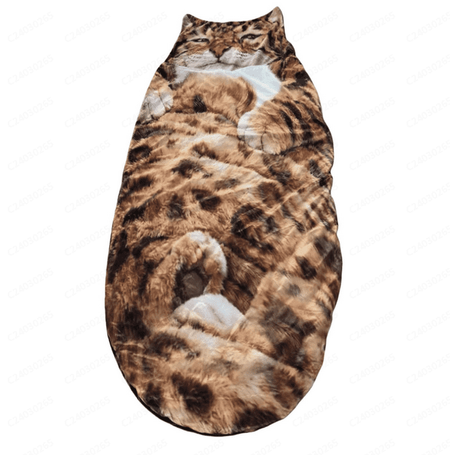 Adult Soft Sleeping Bag – Plush Cat Envelope Sleeping Bag for Camping, Sleepovers & Home Lounging, Washable Warm Blanket 69x31 IN