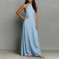 thumbnail image 6 of Laqbezok Women's Halter Neck Backless Maxi Dress, Casual Sleeveless Open Back Long Gown, Minimalist Summer Beach Sundress with Pockets, 6 of 6