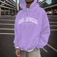 thumbnail image 5 of LUOGENLI Mens Hoodies Pullover Funny Mens Autumn and Winter Fashion Casual Letter Part Print Hooded Pullover Long Sleeve Hooded Sweater Tops Mens Hoodies Blanket Purple Size L, 5 of 5