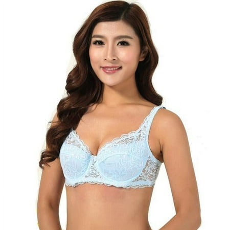 Baodmurt Lace Bras for Women Lounge & Sleep Underwire Lingerie  Underwear  Light Blue 28B