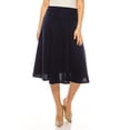 thumbnail image 2 of Women's Plus Size Classic Solid Flared Lightweight Midi A-line Skirt, 2 of 6