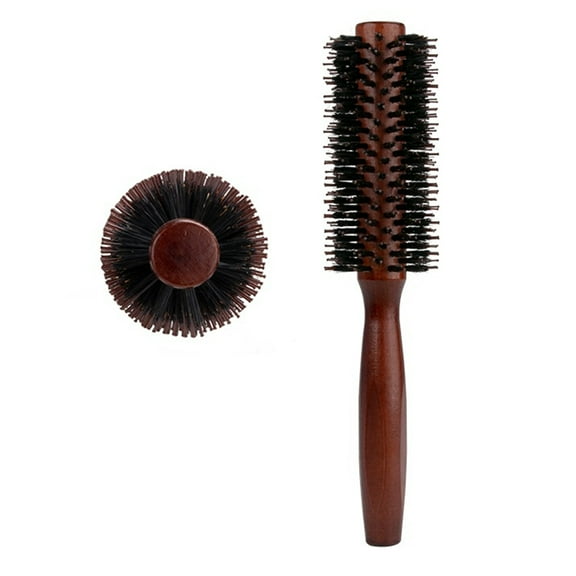 Wooden Handle Bristles Round Brush Portable Anti-static Thin Thick Long Straight Curly Hair Brush Women Hair Styling Detangling Comb