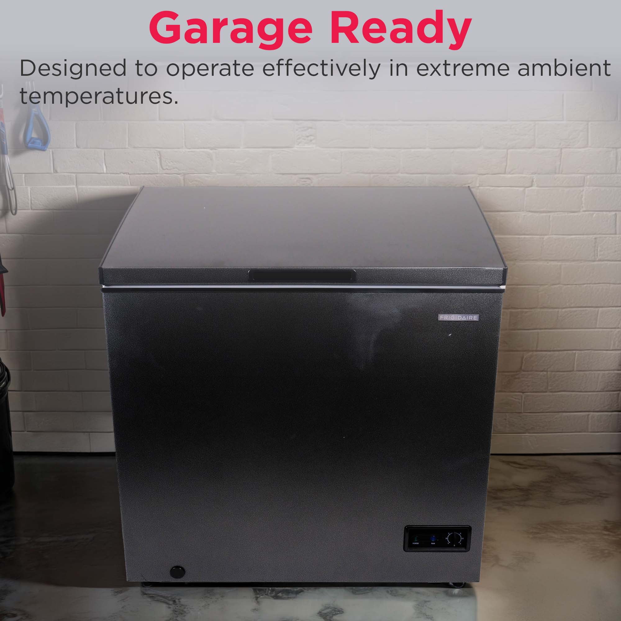Frigidaire 7.0 Cu. ft. Garage Ready Chest Freezer in Black Granite Finish, Deep Freezer for Garage, Kitchen, Basement, Bulk Food Storage