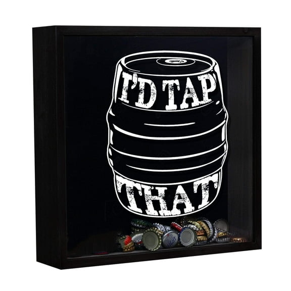 Torched I'd Tap That Beer Cap Shadow Box Wall Mount Decor 13"x13"x3.5"