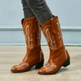 thumbnail image 2 of Fesfesfes Wide Calf Boots For Women Fashion Gothic Boots Printed Cowgirls Boots Casual Pointer Boots Low Heels Boots US:7.5(38), 2 of 6