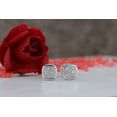 thumbnail image 4 of Dazzlingrock Collection Round White Diamond Cushion Frame Cluster Screwback Stud Earrings for Women (0.10 ctw, Color I-J, Clarity I1-I2) in 14K White Gold, 4 of 6