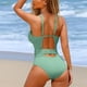 thumbnail image 4 of Trajes de baño de una pieza para mujer, traje de baño de bikini con tirantes y espalda descubierta de color liso para mujer, 4 of 5
