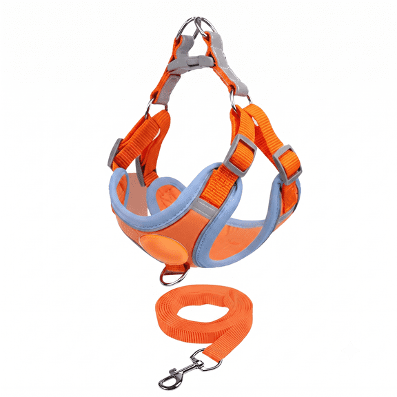 No Pull Dog Harness with 4.9ft Leash, Reflective Suede Soft Pet Harness, 4‑Point Adjustable Escape‑Proof Walking Vest Harness for Small Medium Dogs